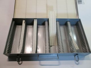 Vintage Metal 35mm Slide Storage Case Box With 150 Slots Metal Clasps & Handle