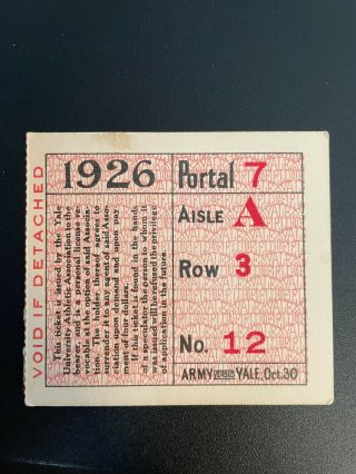 1926 Vintage College Football Ticket Stub - Army Vs.  Yale - October 30th,  1926