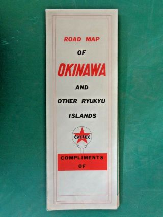 1959 Caltex (texaco) Map Of Okinawa W/ Wwii Points Of Interest