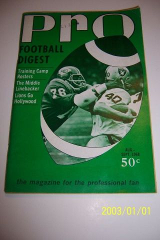 1968 Football Digest Oakland Raiders Pete Banaszak Kansas City Chiefs No Label