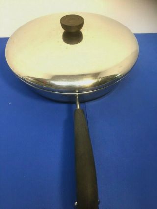 Usa Vintage Revere Ware Copper Bottom Ss 10 " Skillet With Lid