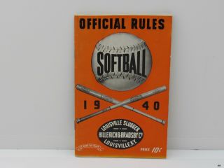 1940 Official Rules For The Game Of Softball By Louisville Slugger