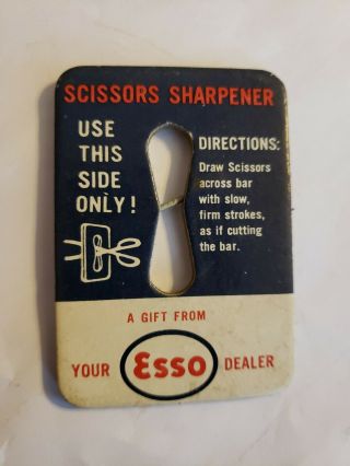 Vintage Esso Gas Dealer Cardboard Scissors Sharpener