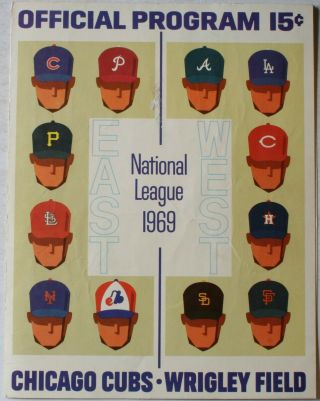 1969 Chicago Cubs Vs York Mets Program Scorecard Wrigley Field Banks
