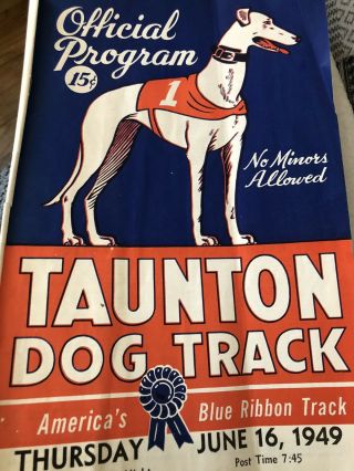 June 16,  1949 Taunton Greyhound Program