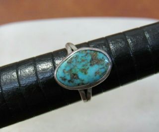 Vintage Southwestern Old Pawn Sterling Silver Turquoise Ring Size 3 1.  7g X