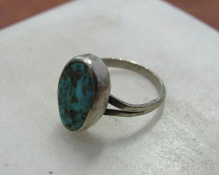 Vintage Southwestern Old Pawn Sterling Silver Turquoise Ring Size 3 1.  7g X 3