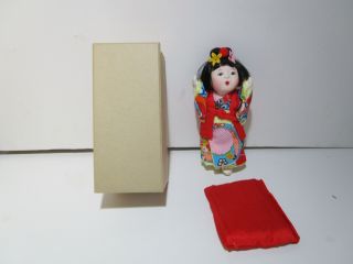 Vintage Never Removed From Box Geisha Doll Adorable Made In Japan 7 " With Pillow