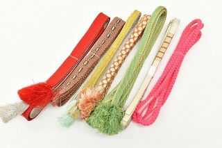 @japanese Kimono Accessory Vintage Obijime (7pieces) Cord / Silk / 7nfuji29989