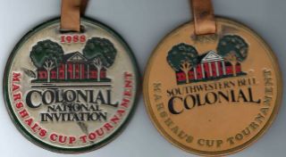 2 Rare 1988 & 1989 Colonial National Invitational Pga Golf Tournament Bag Tags