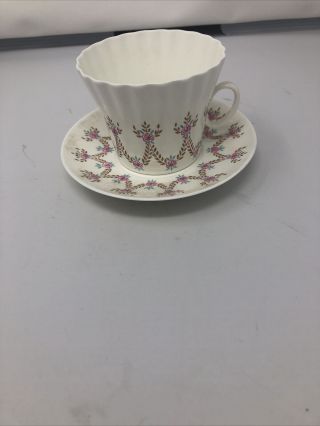 Vintage Lomonosov Floral Pink/ Blue Tea Cup & Saucer Made In Russia