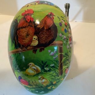 Vintage X - Lg Paper Mache Bunny Easter Egg – Made In Germany – Paper Lace Lining