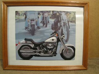 2000 Harley Davidson Flstf Fat Boy Framed Picture 15 - 1/2 " X12 - 1/2 "