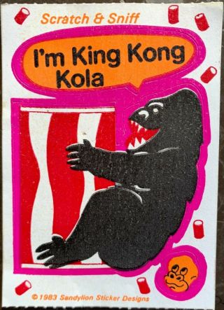Sandylion Scratch And Sniff Stickers Vintage King Kong Kola