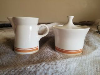Ceramic White Sugar Bowl And Creamer - Vintage