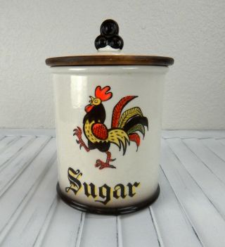 Vintage Metlox Poppytrail Red Rooster Sugar Canister Provincial 8 "
