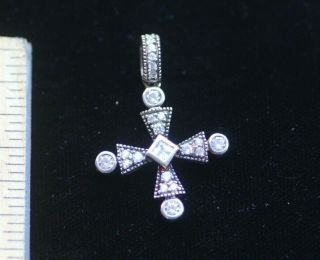 Vintage Sterling Silver Ross Simons Diamond Accent Cross Pendant
