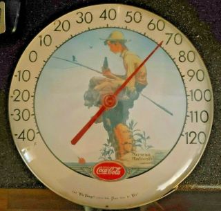 Vintage Coca Cola Thermometer,  Norman Rockwell,  Tru Temp Jumbo Dial By Tca