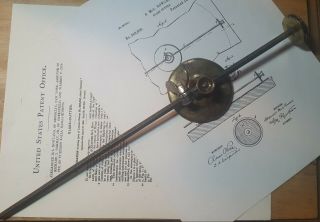 Vintage CIRCULAR BRASS GLASS CUTTER Patented 1889 by Alex Howland N.  Y. 2