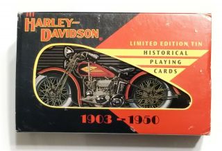Harley Davidson Limited Edition Tin And Historical Playing Cards