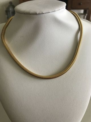 Trifari Gold Tone Snake Chain Choker Adjustable Necklace Signed Vintage D - 21
