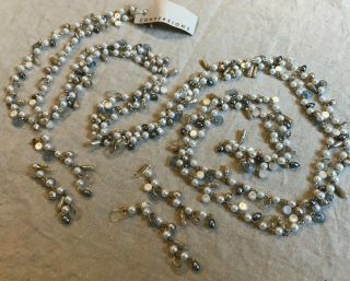 Vintage Glass Bead Necklace And 2 Pairs Matching Of Earrings
