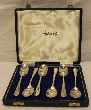 Vintage Demitasse Demi Silver Plate Coffee Spoons Harrods London England Set 6