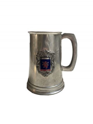 Vintage English Pewter Beer Mug With Glass Bottom (sheffield,  England)