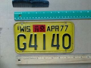 License Plate,  Wisconsin,  1977,  1978,  Motorcycle,  G 4140