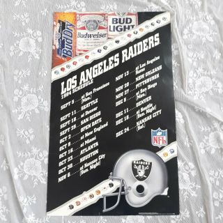 1994 Los Angeles Raiders Football Poster Nfl Schedule Bar Print Calendar Bud