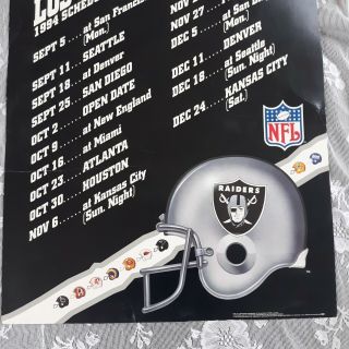 1994 Los Angeles Raiders Football Poster NFL Schedule Bar Print Calendar Bud 3