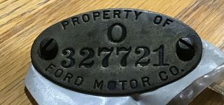 Vintage Property Of Ford Motor Company Tool Tag Brass