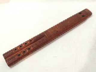 Vintage Wooden Double Flute Hand Carved