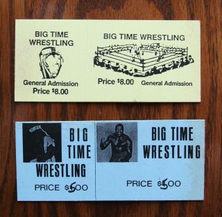 2 Different Big Time Wrestling Tickets: The Sheik,  Bobo Brazil