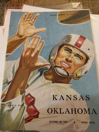 1951 Oklahoma Sooners Kansas Jayhawks Football Program Ou Ku Norman Lawrence