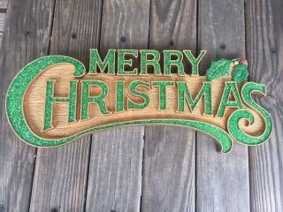 Vintage Plastic Merry Christmas Sign