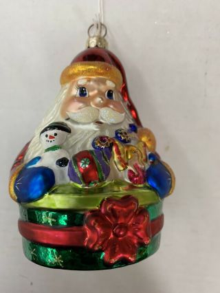 Vintage Christopher Radko Santa Present Gem Glass Ornament