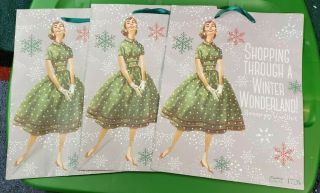 Simplicity Retro Vintage Christmas Gift Bags 3 Large Bags/2 Small