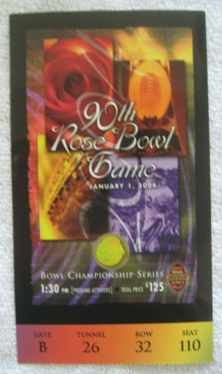 Rose Bowl 2004 Ticket With Lanyard Bcs Usc Trojans Vs Michigan Wolverines