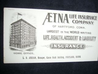 Vintage Ink Blotter Aetna Life Insurance Company Of Hartford Conn.