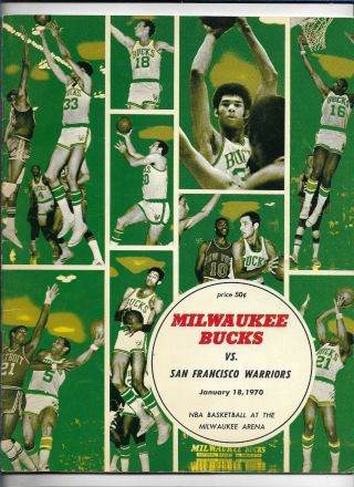 Milwaukee Bucks Vs San Francisco Warriors 1970 Basketball Program - Good (ck)