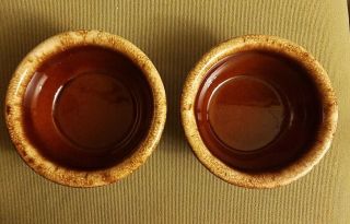 Set Of Two,  Vintage Hull Usa Brown Drip Pottery Oven - Proof 5.  25 Inch Cereal.