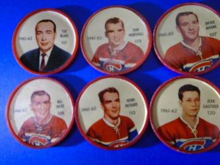 1961 - 62 Shirriff - Salada Hockey Coins,  6 Montreal Canadians Salada Backs