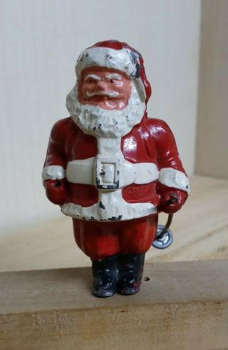 Vintage Cast Iron Santa Claus Skiing With Backpack Made In Usa 1950 