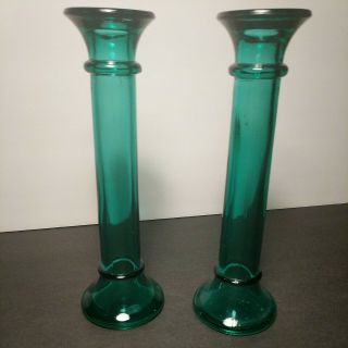 Vintage Emarld Green Indiana Glass Candle Holders