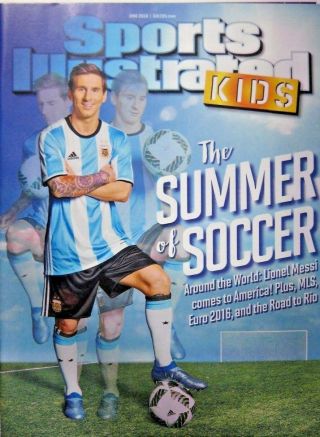 June 2016 Lionel Messi Sports Illustrated For Kids No Label W/ Mccaffrey Rc