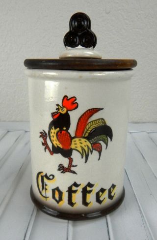Vintage Metlox Poppytrail Red Rooster Coffee Canister Provincial 8 "
