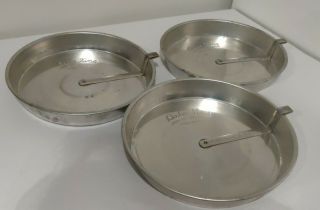 Set Of 3 Vtg Bake King Round Cake Pans W/ Easy Release Slider Aluminum
