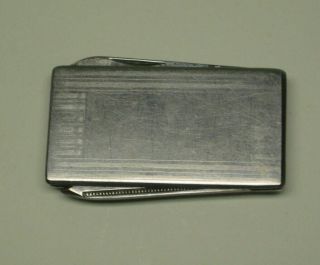Vintage Stainless Steel Money Clip With Knife & Nail File Japan