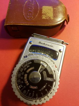 Vintage Sekonic Light Meter L - Vi With Leather Case From Japan
